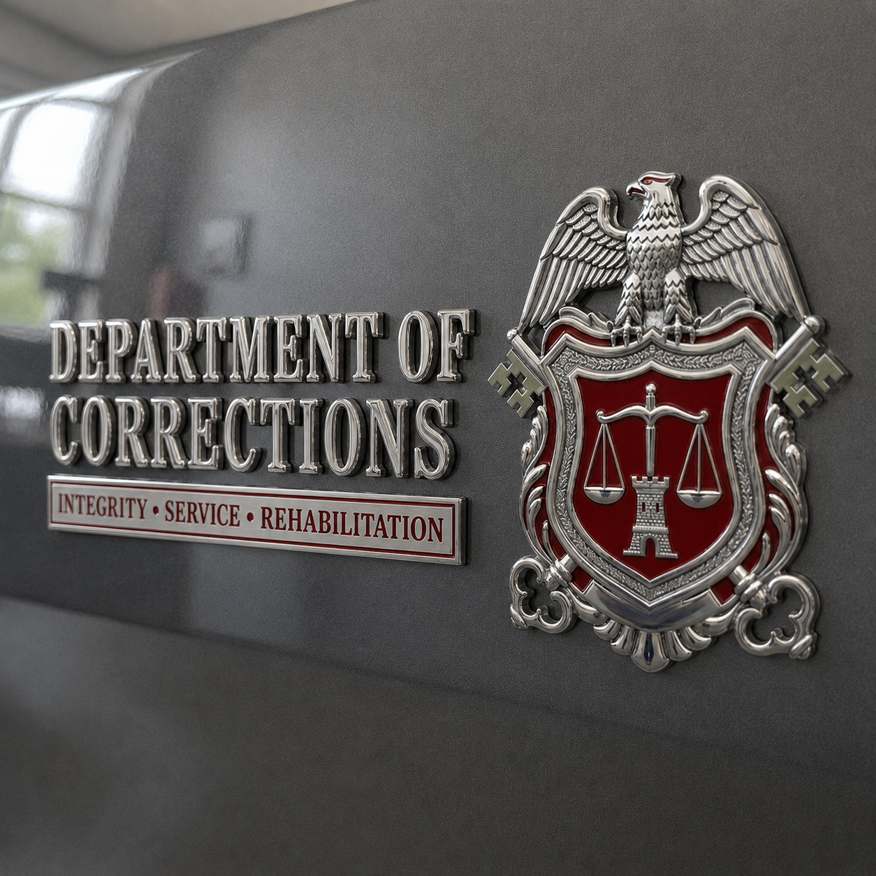 ⚖️ Corrections Officer Integrity Service Rehabilitation Metal Car Emblem Badge