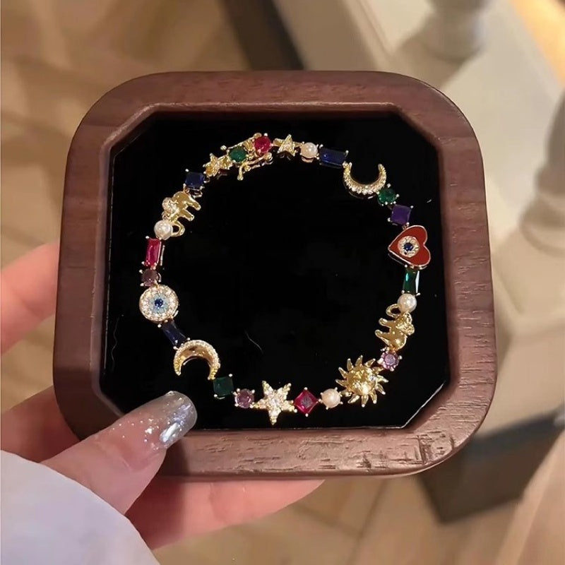 ๐ซโจ Celestial Charm Bracelet โ Sun, Moon, Stars, Multi-Color Crystals