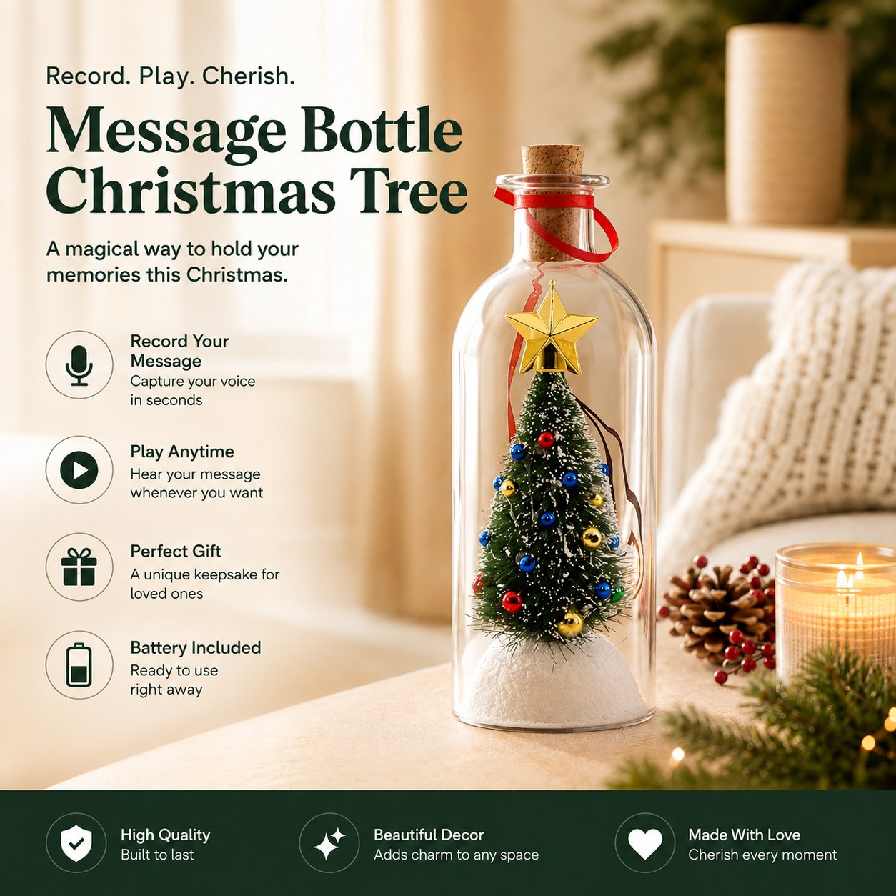 🎁Last Day 52% OFF🔥Mr. Christmas  Christmas Tree Message In A Bottle