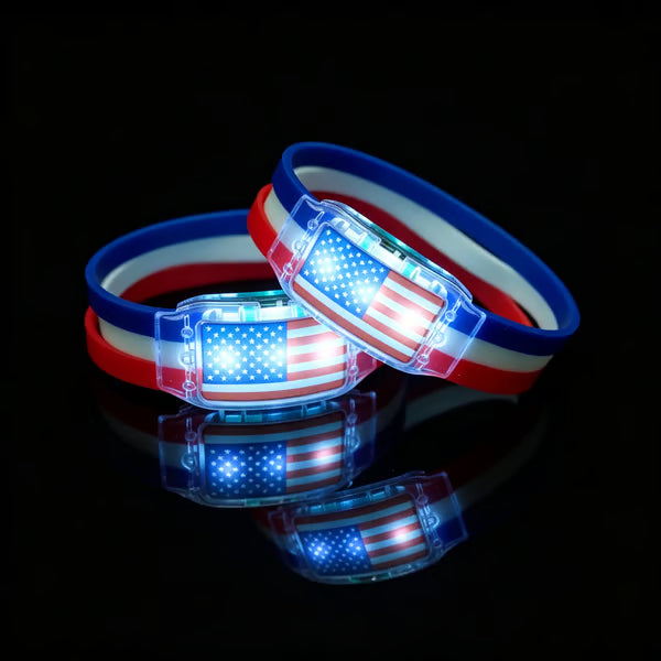 ⚽✨2PCS LED Light Up National Flag Wristbands