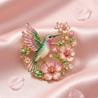 🌸Limited Edition 2026 Hummingbird Blossom Brooch – Elegant Floral Bird Pin Jewelry Gift for Women
