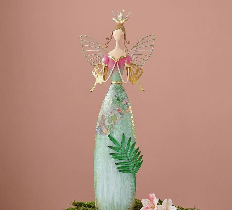 Whimsical Fairy Garden Metal Statues – Enchanted Angel Decor