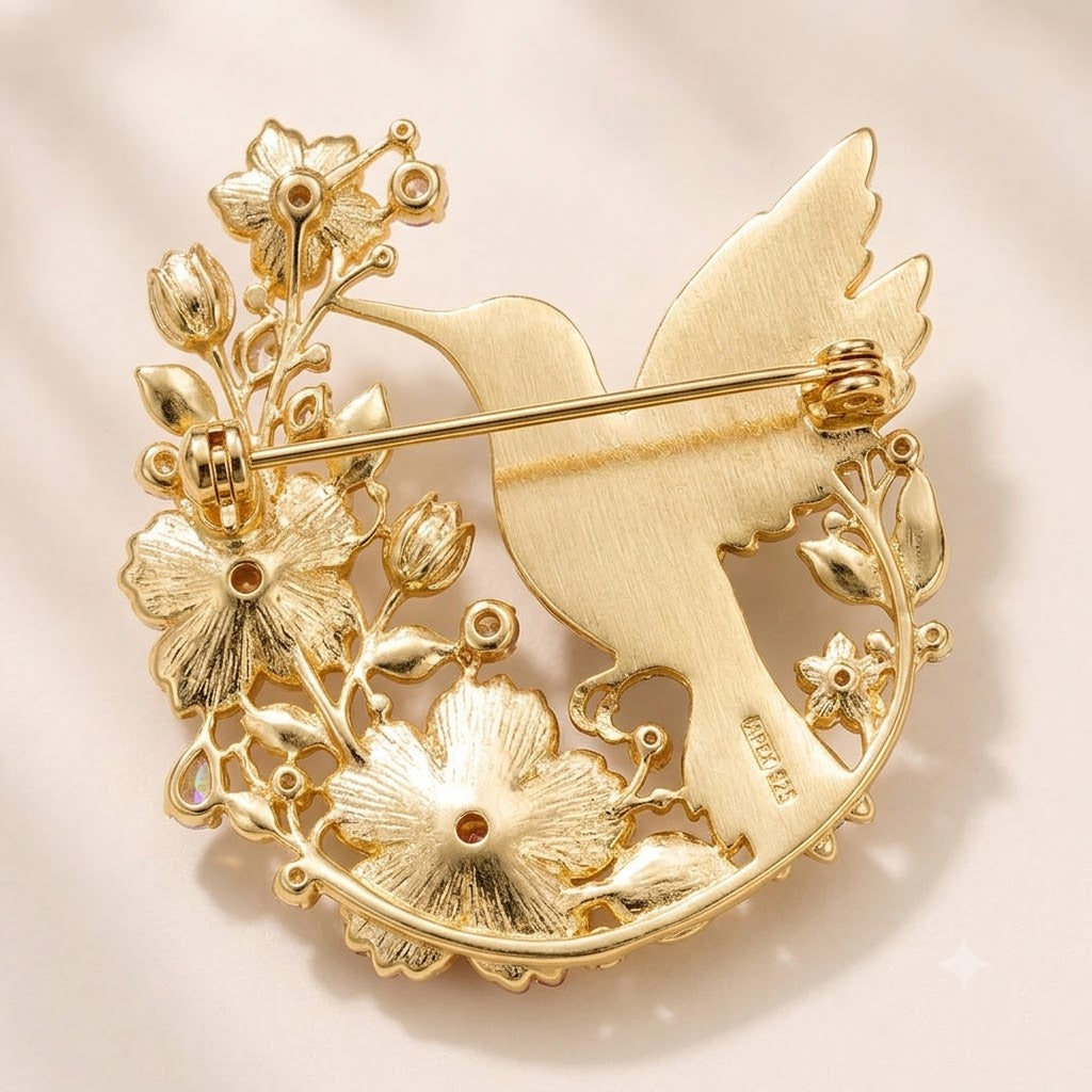 🌸Limited Edition 2026 Hummingbird Blossom Brooch – Elegant Floral Bird Pin Jewelry Gift for Women
