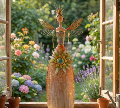 Whimsical Fairy Garden Metal Statues – Enchanted Angel Decor