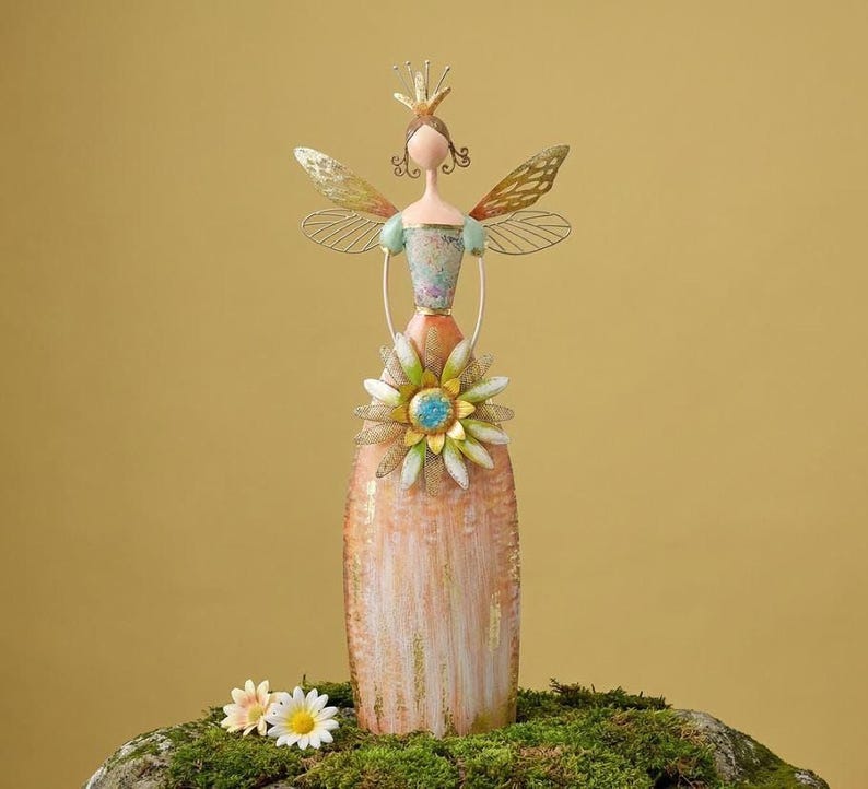 Whimsical Fairy Garden Metal Statues – Enchanted Angel Decor