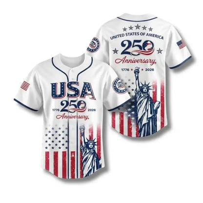 USA 250th Anniversary Baseball Jersey – Patriotic Statue of Liberty 1776-2026