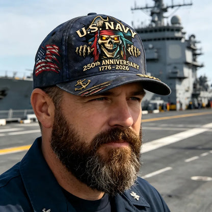 🔥 65K+ SOLD! ⚓ U.S. Navy 250th Anniversary Skull Cap – Bold Edition 🇺🇸