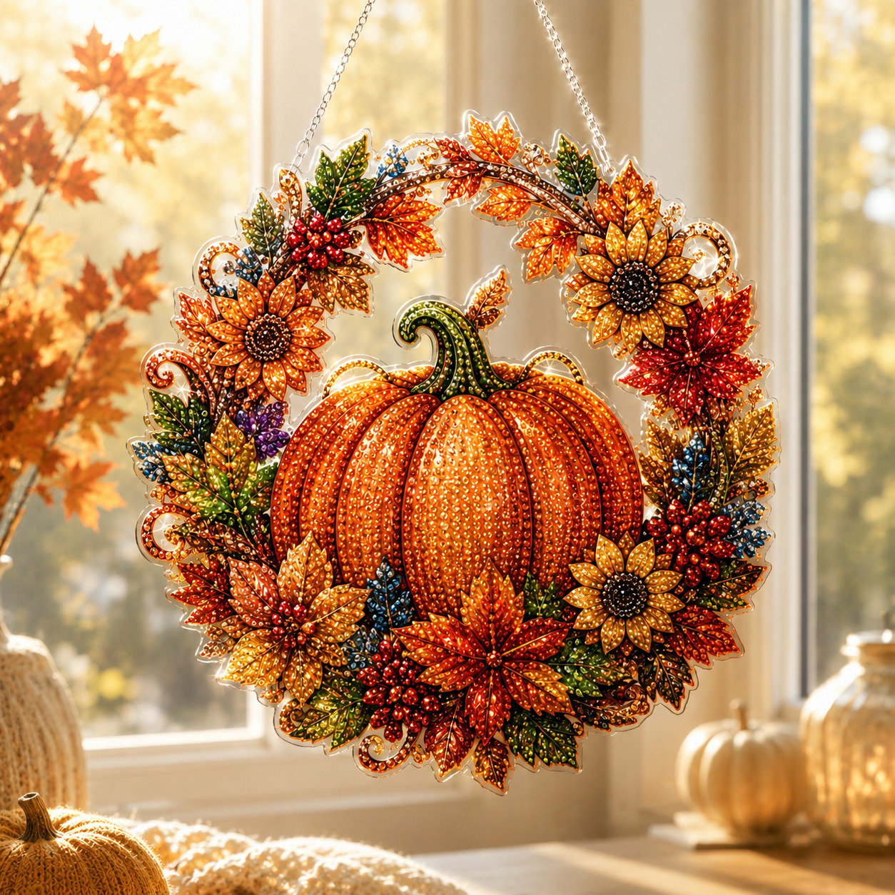 🔥2026 Hot Sale - 🍂✨Autumn Harvest Pumpkin Diamond Art Hanging Ornament Kit