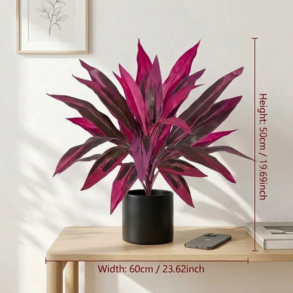 2Pcs Large Artificial Boston Fern & Dragon’s Blood Tree Plants | Vibrant Pink Purple Faux Plants for Garden Patio Balcony Decor 🌼