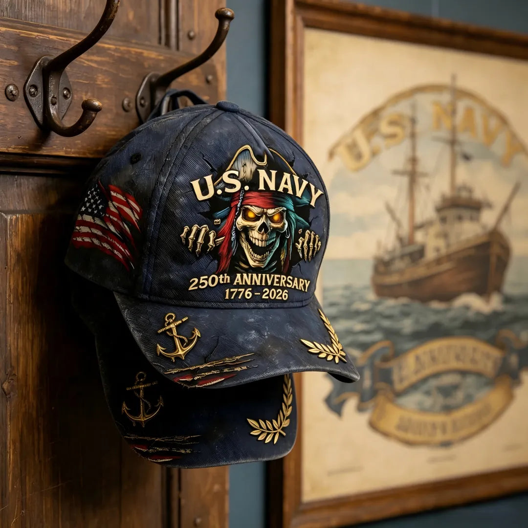 🔥 65K+ SOLD! ⚓ U.S. Navy 250th Anniversary Skull Cap – Bold Edition 🇺🇸