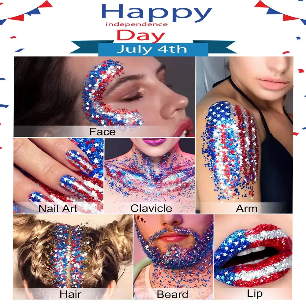 Skin-friendly patriotic glitter stick for face body hair nail art
