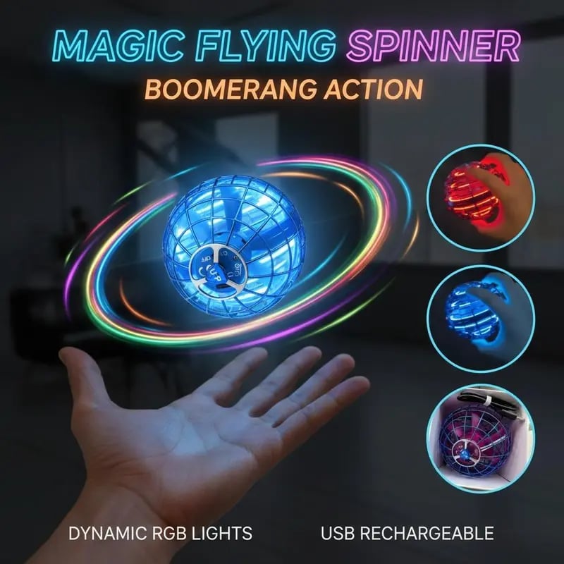 🚀 Levitating Induction Flying Ball – Smart Glow Gyro for Fingertip Play