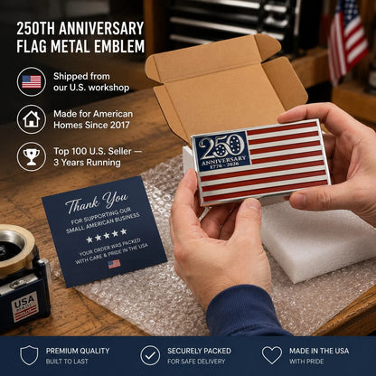 250th Anniversary Metal Flag Emblem