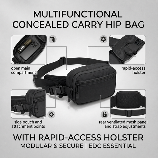 Multifunctional Tactical EDC Hip Bag with Rapid-Access Compartment