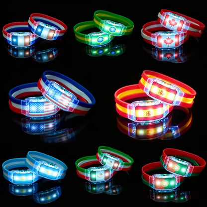⚽✨2PCS LED Light Up National Flag Wristbands