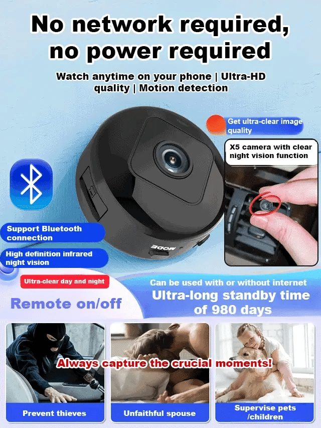 [Hidden camera HD night vision]No WIFI or electricity required💯Tiny and installs in 1 second ⚠️Remote real-time viewing