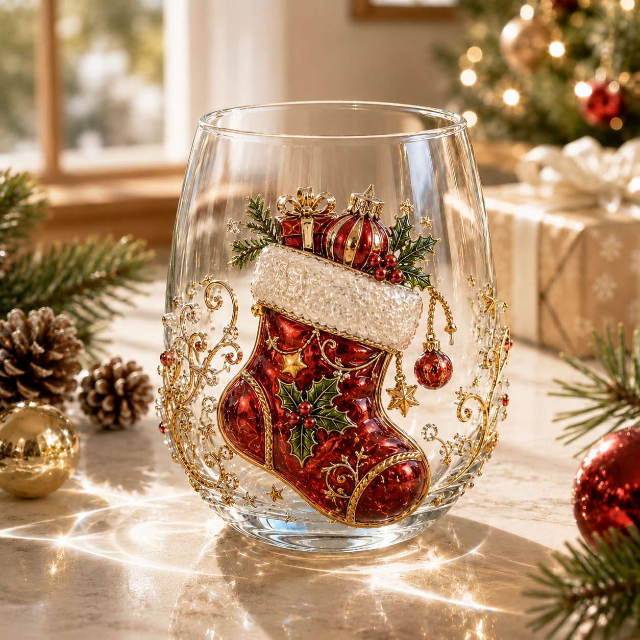 🎄LAST DAY 50% OFF✨ 3D Christmas Glass Art Cup