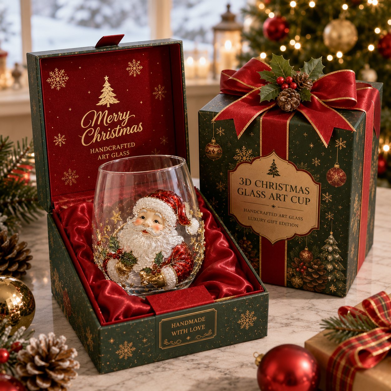 🎄LAST DAY 50% OFF✨ 3D Christmas Glass Art Cup