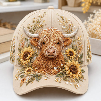 🔥 Last Day 49% OFF – 🦬✨ 3D Highland Cow Embroidery Cap