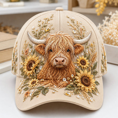 🔥 Last Day 49% OFF – 🦬✨ 3D Highland Cow Embroidery Cap