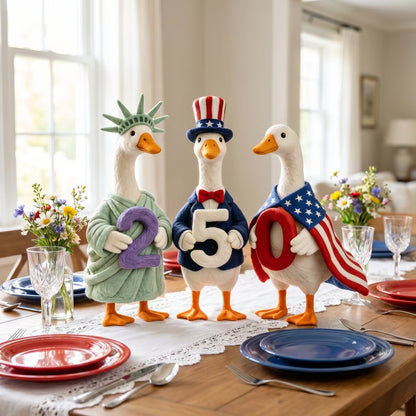 Whimsical "USA 250" Patriotic Geese Centerpiece