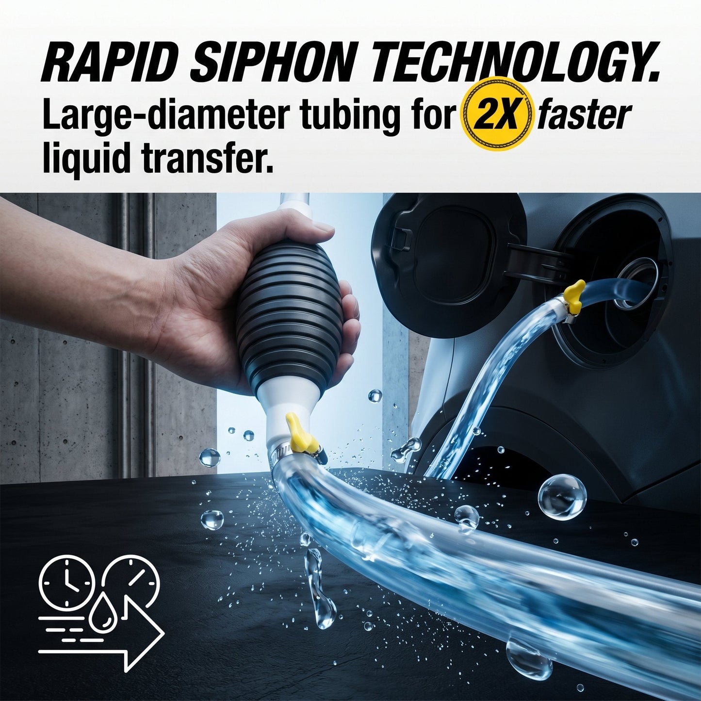 🚗💨2M Siphon Hand Pump with Shut-Off Valve | Fuel Transfer Pump for Cars & Motorcycles