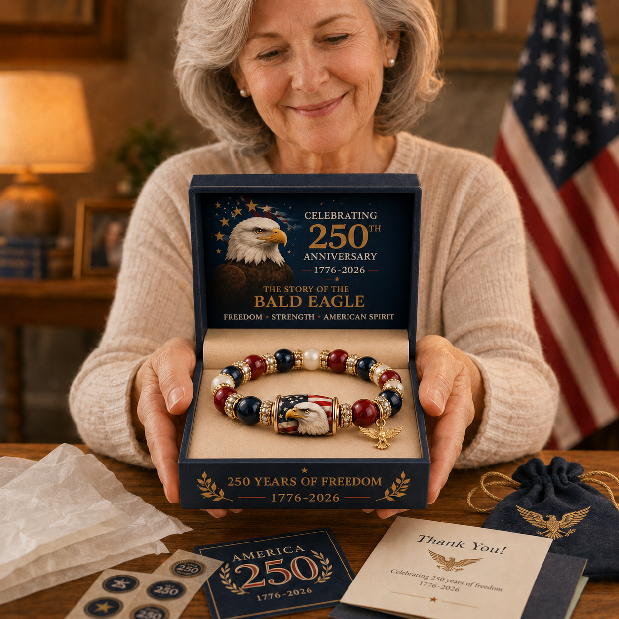 🇺🇸 Celebrate Freedom & Honor 💎 | USA 250th Anniversary Limited Edition Bracelet✨  - With Gift Box - 11 In Stock