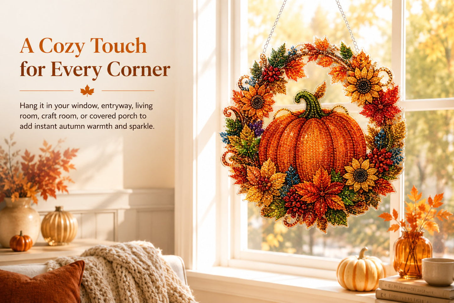 🔥2026 Hot Sale - 🍂✨Autumn Harvest Pumpkin Diamond Art Hanging Ornament Kit