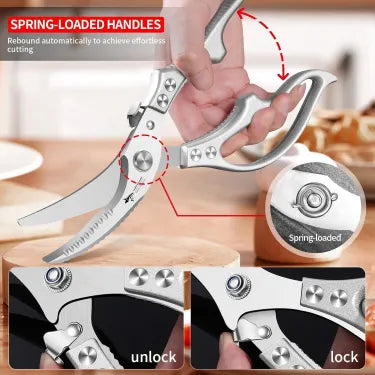 🔥Hot Sale🔥🔪Professional Heavy-Duty Kitchen Shears with Slip Handle & Safety Lock