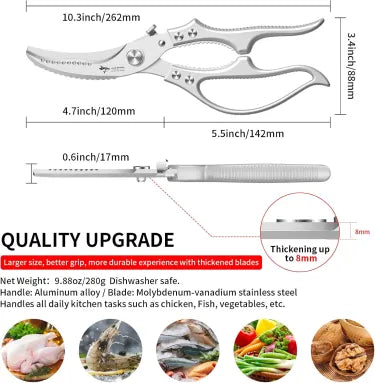 🔥Hot Sale🔥🔪Professional Heavy-Duty Kitchen Shears with Slip Handle & Safety Lock