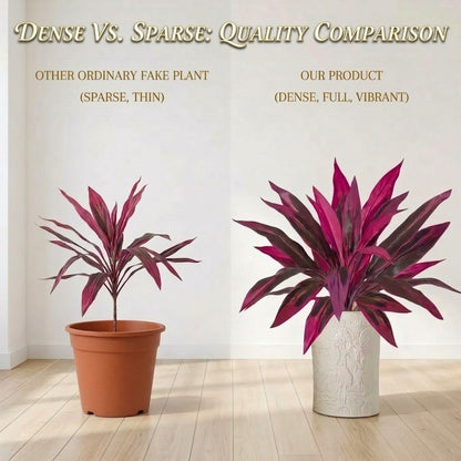 2Pcs Large Artificial Boston Fern & Dragon’s Blood Tree Plants | Vibrant Pink Purple Faux Plants for Garden Patio Balcony Decor 🌼