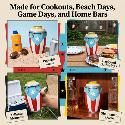 Conga-Style Can Holder – Celebrate Caribbean Pride, One Sip at a Time