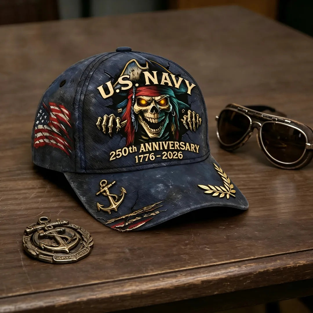 🔥 65K+ SOLD! ⚓ U.S. Navy 250th Anniversary Skull Cap – Bold Edition 🇺🇸
