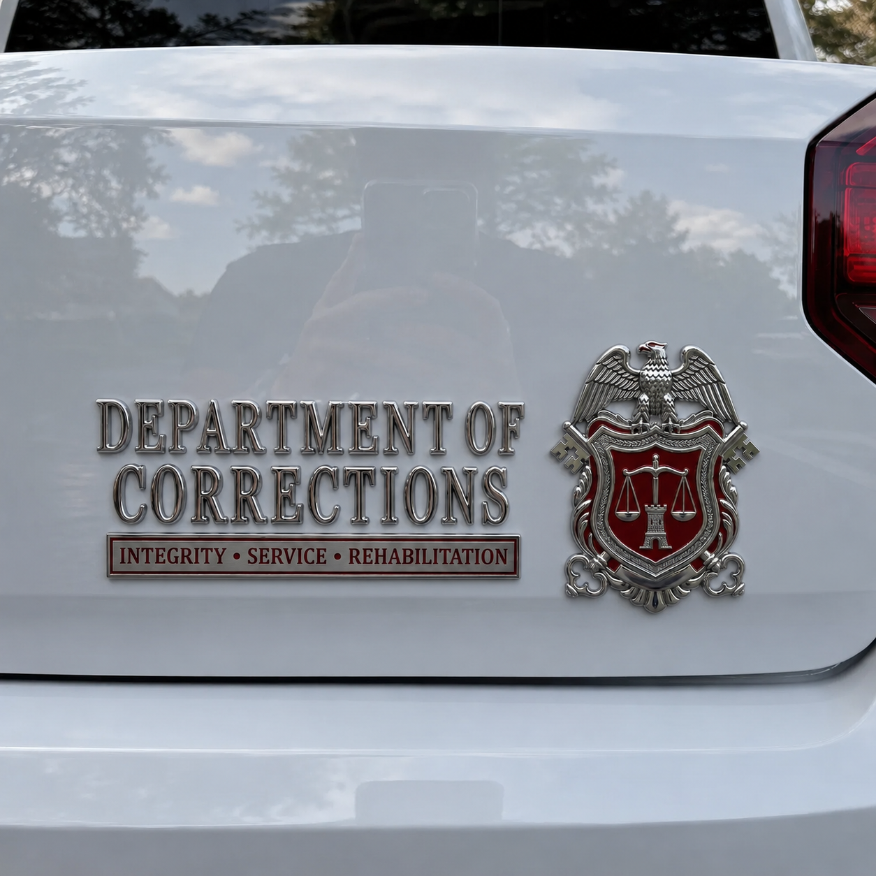 ⚖️ Corrections Officer Integrity Service Rehabilitation Metal Car Emblem Badge