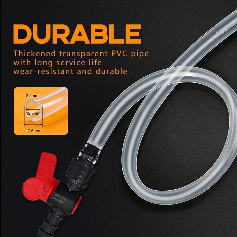 🚗💨2M Siphon Hand Pump with Shut-Off Valve | Fuel Transfer Pump for Cars & Motorcycles