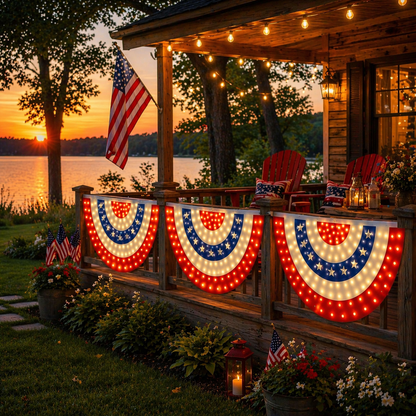 🔥2️⃣5️⃣0️⃣ Hot Sale - 3 x 6 Ft LED Patriotic Bunting Banner for America’s 250th