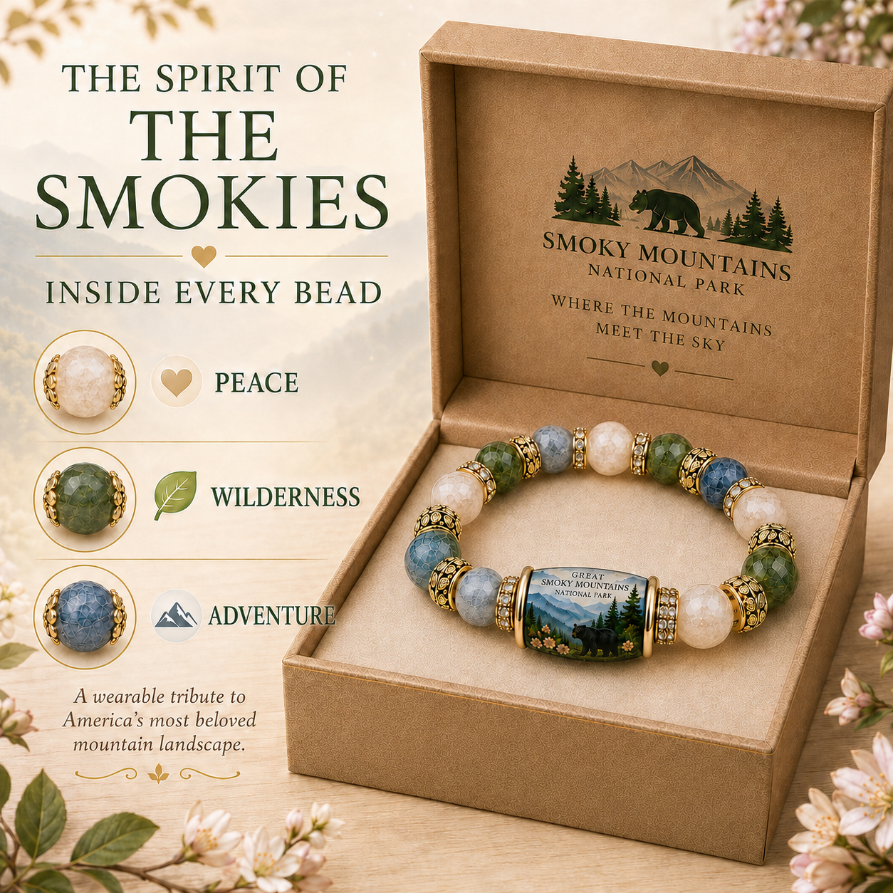🌲 Great Smoky Mountains Garden Bracelet 🌿 | Peace • Wilderness • Healing Energy