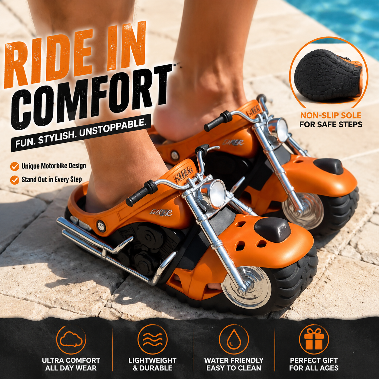 🏍️🔥 Ride-On Motorcycle Slippers™🔥