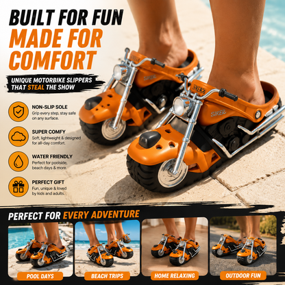 🏍️🔥 Ride-On Motorcycle Slippers™🔥