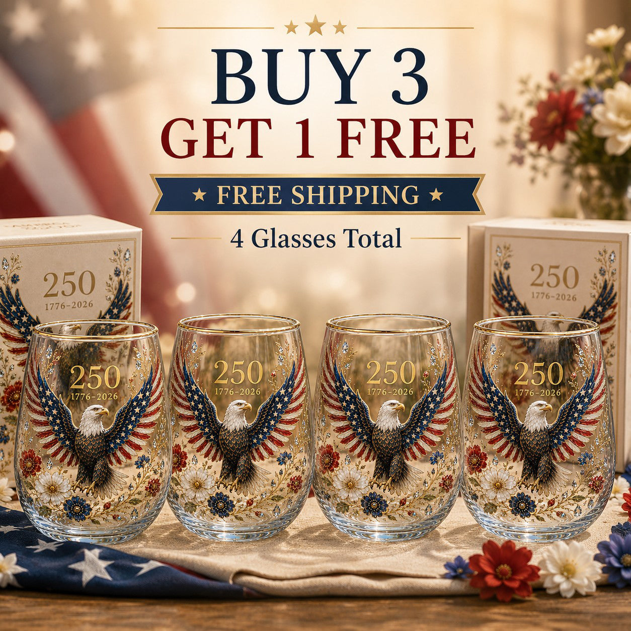 🔥【FREE SHIPPING】Buy 3 GET 1 FREE - 4 Glasses
