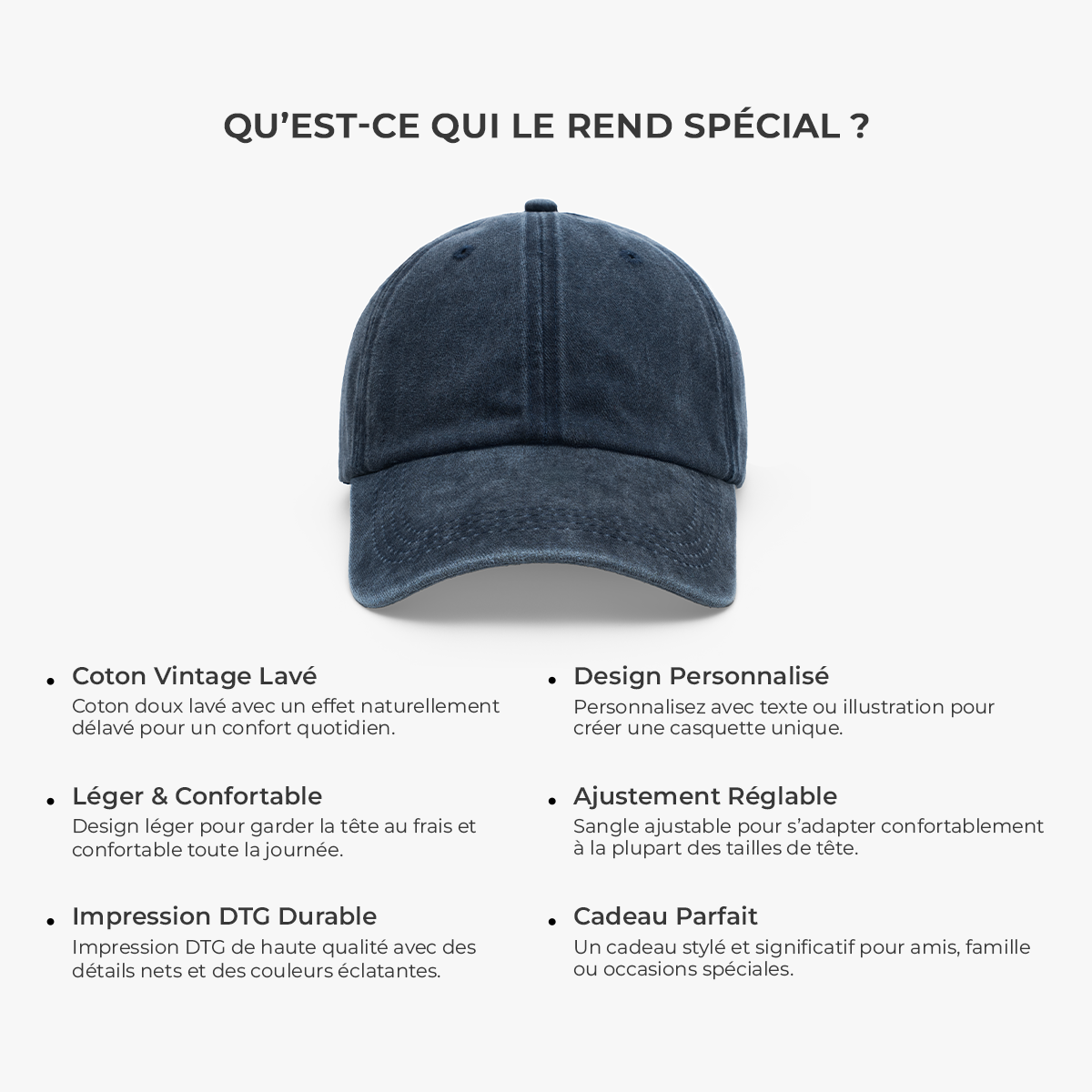 Casquette Homme Personnalisée Délavée Drôle - Vieux Connards Cadeau Papa Papy