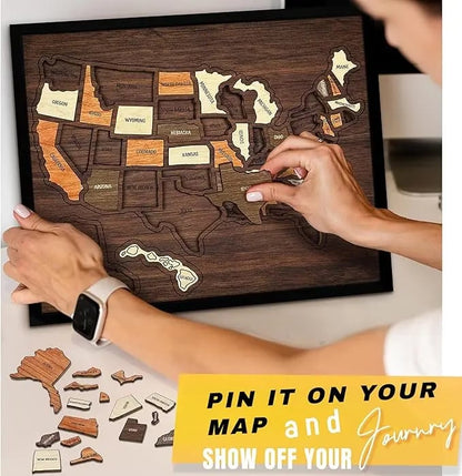 🔥Last Day 49% OFF - 🇺🇸 Wooden USA Travel Map Puzzle🧩