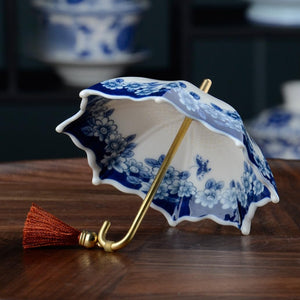 🍵5 Thousand Years Blue and White Porcelain Umbrella Tea Infuser Set