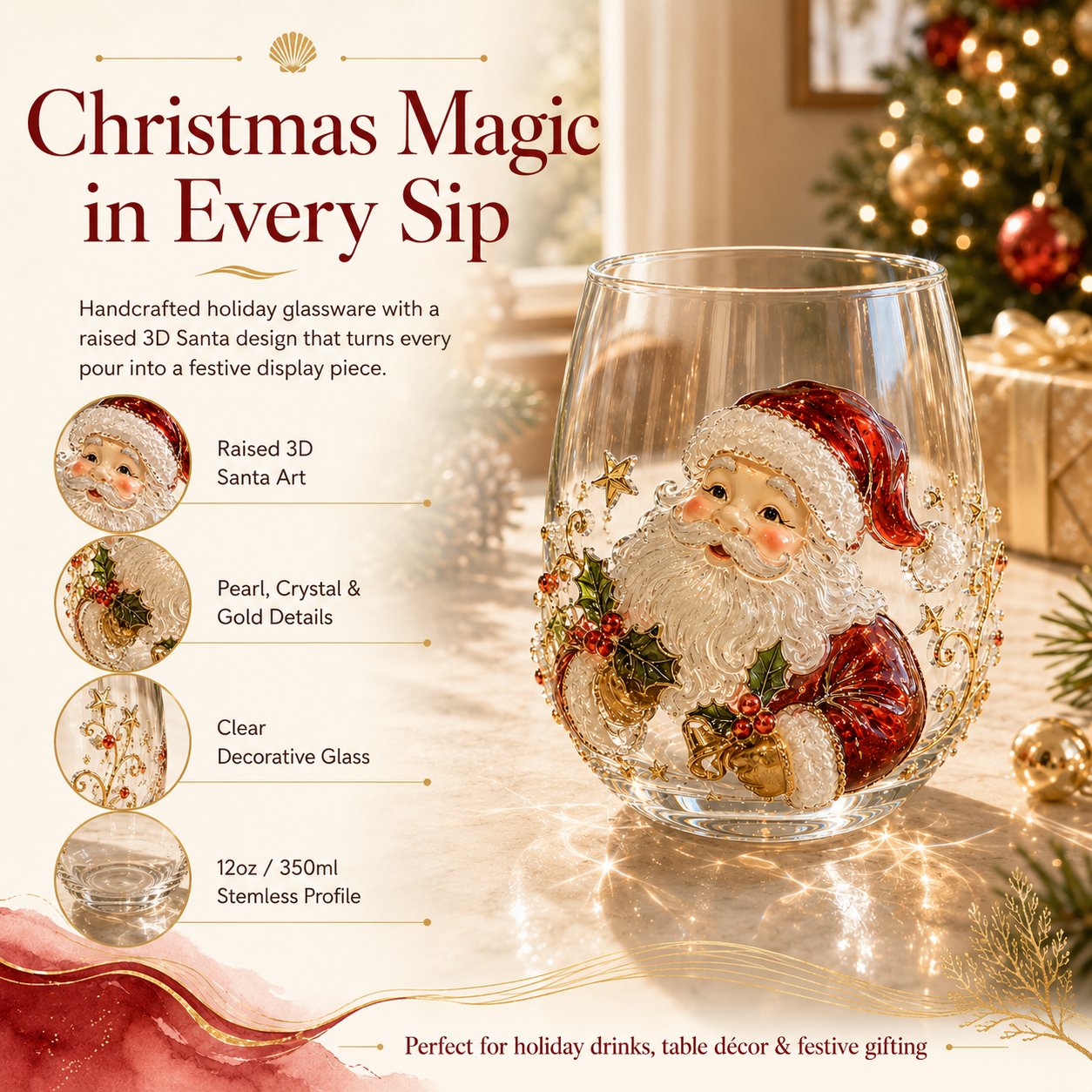 🎄LAST DAY 50% OFF✨ 3D Christmas Glass Art Cup