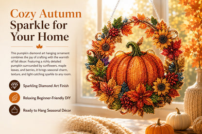 🔥2026 Hot Sale - 🍂✨Autumn Harvest Pumpkin Diamond Art Hanging Ornament Kit