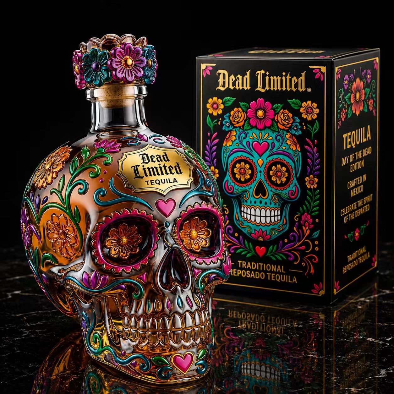🍷Limited edition Day of the Dead tequila bottle🎁