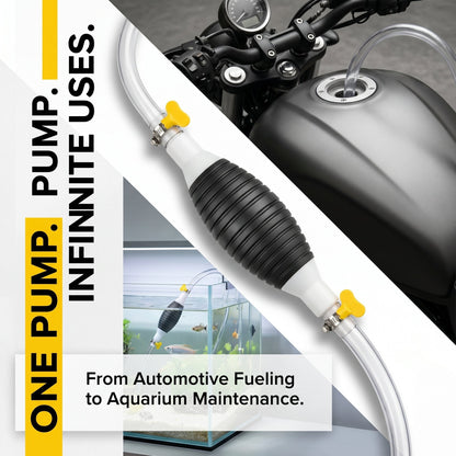 🚗💨2M Siphon Hand Pump with Shut-Off Valve | Fuel Transfer Pump for Cars & Motorcycles