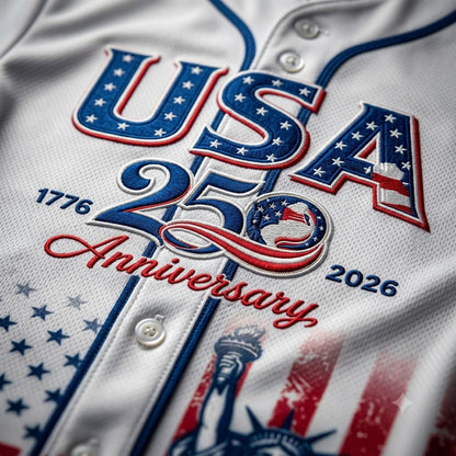 USA 250th Anniversary Baseball Jersey – Patriotic Statue of Liberty 1776-2026