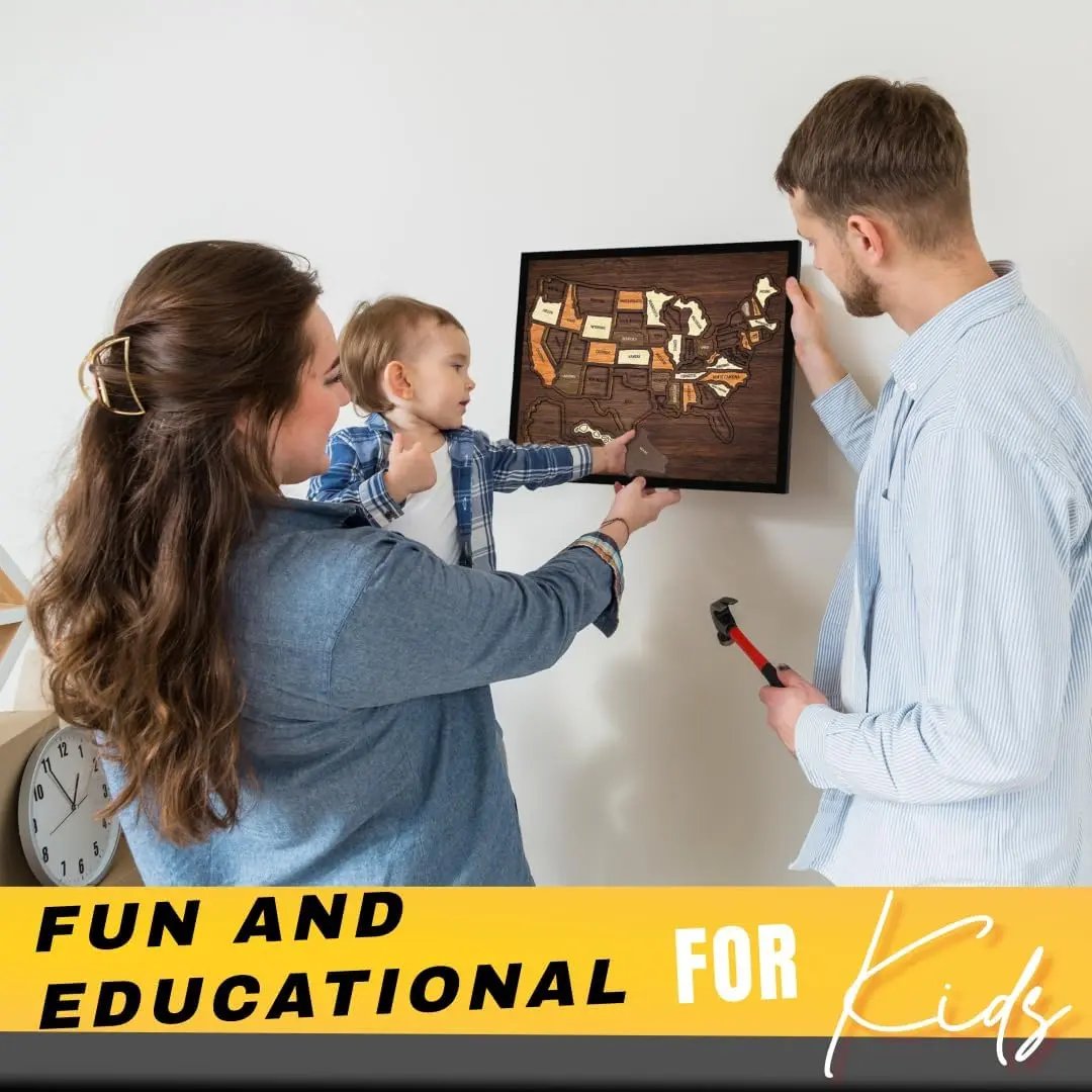 🔥Last Day 49% OFF - 🇺🇸 Wooden USA Travel Map Puzzle🧩