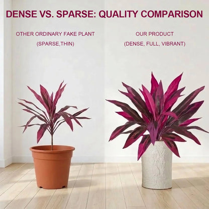 2Pcs Large Artificial Boston Fern & Dragon’s Blood Tree Plants | Vibrant Pink Purple Faux Plants for Garden Patio Balcony Decor 🌼